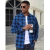imageMAGCOMSEN Mens Flannel Shirts Long Sleeve Plaid Shirt Button Up Casual Shirts Lightweight Shirt Jacket with 2 PocketsColor Blue