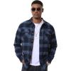 imageMAGCOMSEN Mens Flannel Shirts Long Sleeve Plaid Shirt Button Up Casual Shirts Lightweight Shirt Jacket with 2 PocketsGrey Blue