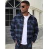 imageMAGCOMSEN Mens Flannel Shirts Long Sleeve Plaid Shirt Button Up Casual Shirts Lightweight Shirt Jacket with 2 PocketsGrey Blue