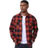 imageMAGCOMSEN Mens Flannel Shirts Long Sleeve Plaid Shirt Button Up Casual Shirts Lightweight Shirt Jacket with 2 PocketsOrange