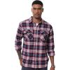 imageMAGCOMSEN Mens Flannel Shirts Long Sleeve Plaid Shirt Button Up Casual Shirts Lightweight Shirt Jacket with 2 PocketsRed White