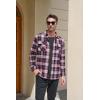 imageMAGCOMSEN Mens Flannel Shirts Long Sleeve Plaid Shirt Button Up Casual Shirts Lightweight Shirt Jacket with 2 PocketsRed White