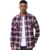 imageMAGCOMSEN Mens Flannel Shirts Long Sleeve Plaid Shirt Button Up Casual Shirts Lightweight Shirt Jacket with 2 PocketsRed White
