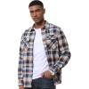 imageMAGCOMSEN Mens Flannel Shirts Long Sleeve Plaid Shirt Button Up Casual Shirts Lightweight Shirt Jacket with 2 PocketsYellow
