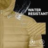 imageMAGCOMSEN Mens Lightweight Puffer Jacket Hooded Full Zip WaterResistant Quilted Lined Winter CoatsKhaki