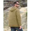 imageMAGCOMSEN Mens Lightweight Puffer Jacket Hooded Full Zip WaterResistant Quilted Lined Winter CoatsKhaki
