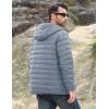 imageMAGCOMSEN Mens Lightweight Puffer Jacket Hooded Full Zip WaterResistant Quilted Lined Winter CoatsLight Grey