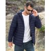 imageMAGCOMSEN Mens Lightweight Puffer Jacket Hooded Full Zip WaterResistant Quilted Lined Winter CoatsNavy
