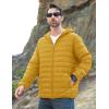 imageMAGCOMSEN Mens Lightweight Puffer Jacket Hooded Full Zip WaterResistant Quilted Lined Winter CoatsYellow