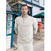 imageMAGCOMSEN Mens Long Sleeve Henley Shirt Fall Casual Shirt Fashion Front Placket ShirtBeigecotton Blend