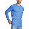imageMAGCOMSEN Mens Long Sleeve Henley Shirt Fall Casual Shirt Fashion Front Placket ShirtSea Bluecotton Blend