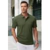 imageMAGCOMSEN Mens Polo Shirts with Pocket Cotton Pique Short Sleeve Collared Shirt Moisture Wicking Golf Shirts 3Button ShirtsArmy Green