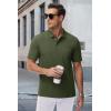 imageMAGCOMSEN Mens Polo Shirts with Pocket Cotton Pique Short Sleeve Collared Shirt Moisture Wicking Golf Shirts 3Button ShirtsArmy Green