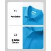 imageMAGCOMSEN Mens Polo Shirts with Pocket Cotton Pique Short Sleeve Collared Shirt Moisture Wicking Golf Shirts 3Button ShirtsAzure
