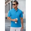 imageMAGCOMSEN Mens Polo Shirts with Pocket Cotton Pique Short Sleeve Collared Shirt Moisture Wicking Golf Shirts 3Button ShirtsAzure