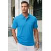 imageMAGCOMSEN Mens Polo Shirts with Pocket Cotton Pique Short Sleeve Collared Shirt Moisture Wicking Golf Shirts 3Button ShirtsAzure
