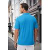 imageMAGCOMSEN Mens Polo Shirts with Pocket Cotton Pique Short Sleeve Collared Shirt Moisture Wicking Golf Shirts 3Button ShirtsAzure