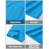 imageMAGCOMSEN Mens Polo Shirts with Pocket Cotton Pique Short Sleeve Collared Shirt Moisture Wicking Golf Shirts 3Button ShirtsAzure