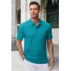 imageMAGCOMSEN Mens Polo Shirts with Pocket Cotton Pique Short Sleeve Collared Shirt Moisture Wicking Golf Shirts 3Button ShirtsBlue Green