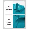 imageMAGCOMSEN Mens Polo Shirts with Pocket Cotton Pique Short Sleeve Collared Shirt Moisture Wicking Golf Shirts 3Button ShirtsBlue Green