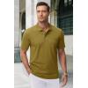 imageMAGCOMSEN Mens Polo Shirts with Pocket Cotton Pique Short Sleeve Collared Shirt Moisture Wicking Golf Shirts 3Button ShirtsBrown