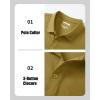 imageMAGCOMSEN Mens Polo Shirts with Pocket Cotton Pique Short Sleeve Collared Shirt Moisture Wicking Golf Shirts 3Button ShirtsBrown