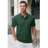 imageMAGCOMSEN Mens Polo Shirts with Pocket Cotton Pique Short Sleeve Collared Shirt Moisture Wicking Golf Shirts 3Button ShirtsDark Green