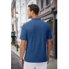 imageMAGCOMSEN Mens Polo Shirts with Pocket Cotton Pique Short Sleeve Collared Shirt Moisture Wicking Golf Shirts 3Button ShirtsGrey Blue