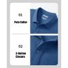 imageMAGCOMSEN Mens Polo Shirts with Pocket Cotton Pique Short Sleeve Collared Shirt Moisture Wicking Golf Shirts 3Button ShirtsGrey Blue