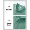 imageMAGCOMSEN Mens Polo Shirts with Pocket Cotton Pique Short Sleeve Collared Shirt Moisture Wicking Golf Shirts 3Button ShirtsGrey Green