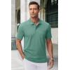 imageMAGCOMSEN Mens Polo Shirts with Pocket Cotton Pique Short Sleeve Collared Shirt Moisture Wicking Golf Shirts 3Button ShirtsGrey Green