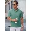 imageMAGCOMSEN Mens Polo Shirts with Pocket Cotton Pique Short Sleeve Collared Shirt Moisture Wicking Golf Shirts 3Button ShirtsGrey Green