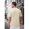 imageMAGCOMSEN Mens Polo Shirts with Pocket Cotton Pique Short Sleeve Collared Shirt Moisture Wicking Golf Shirts 3Button ShirtsKhaki