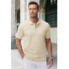 imageMAGCOMSEN Mens Polo Shirts with Pocket Cotton Pique Short Sleeve Collared Shirt Moisture Wicking Golf Shirts 3Button ShirtsKhaki