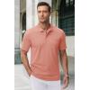 imageMAGCOMSEN Mens Polo Shirts with Pocket Cotton Pique Short Sleeve Collared Shirt Moisture Wicking Golf Shirts 3Button ShirtsPink
