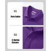 imageMAGCOMSEN Mens Polo Shirts with Pocket Cotton Pique Short Sleeve Collared Shirt Moisture Wicking Golf Shirts 3Button ShirtsPurple