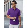imageMAGCOMSEN Mens Polo Shirts with Pocket Cotton Pique Short Sleeve Collared Shirt Moisture Wicking Golf Shirts 3Button ShirtsPurple