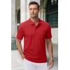 imageMAGCOMSEN Mens Polo Shirts with Pocket Cotton Pique Short Sleeve Collared Shirt Moisture Wicking Golf Shirts 3Button ShirtsTomato Red