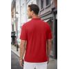 imageMAGCOMSEN Mens Polo Shirts with Pocket Cotton Pique Short Sleeve Collared Shirt Moisture Wicking Golf Shirts 3Button ShirtsTomato Red