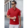 imageMAGCOMSEN Mens Polo Shirts with Pocket Cotton Pique Short Sleeve Collared Shirt Moisture Wicking Golf Shirts 3Button ShirtsTomato Red