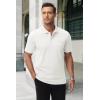 imageMAGCOMSEN Mens Polo Shirts with Pocket Cotton Pique Short Sleeve Collared Shirt Moisture Wicking Golf Shirts 3Button ShirtsWhite