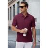imageMAGCOMSEN Mens Polo Shirts with Pocket Cotton Pique Short Sleeve Collared Shirt Moisture Wicking Golf Shirts 3Button ShirtsWine Red