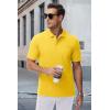 imageMAGCOMSEN Mens Polo Shirts with Pocket Cotton Pique Short Sleeve Collared Shirt Moisture Wicking Golf Shirts 3Button ShirtsYellow