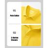 imageMAGCOMSEN Mens Polo Shirts with Pocket Cotton Pique Short Sleeve Collared Shirt Moisture Wicking Golf Shirts 3Button ShirtsYellow