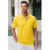 imageMAGCOMSEN Mens Polo Shirts with Pocket Cotton Pique Short Sleeve Collared Shirt Moisture Wicking Golf Shirts 3Button ShirtsYellow