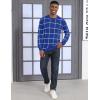 imageMAGCOMSEN Mens Sweater Pullover Sweaters Crewneck Plaid Sweater Casual Cotton Sweater Fall Winter SweaterBlue