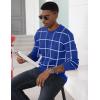 imageMAGCOMSEN Mens Sweater Pullover Sweaters Crewneck Plaid Sweater Casual Cotton Sweater Fall Winter SweaterBlue