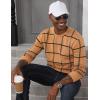 imageMAGCOMSEN Mens Sweater Pullover Sweaters Crewneck Plaid Sweater Casual Cotton Sweater Fall Winter SweaterCamel