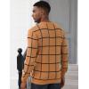 imageMAGCOMSEN Mens Sweater Pullover Sweaters Crewneck Plaid Sweater Casual Cotton Sweater Fall Winter SweaterCamel