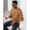 imageMAGCOMSEN Mens Sweater Pullover Sweaters Crewneck Plaid Sweater Casual Cotton Sweater Fall Winter SweaterCamel
